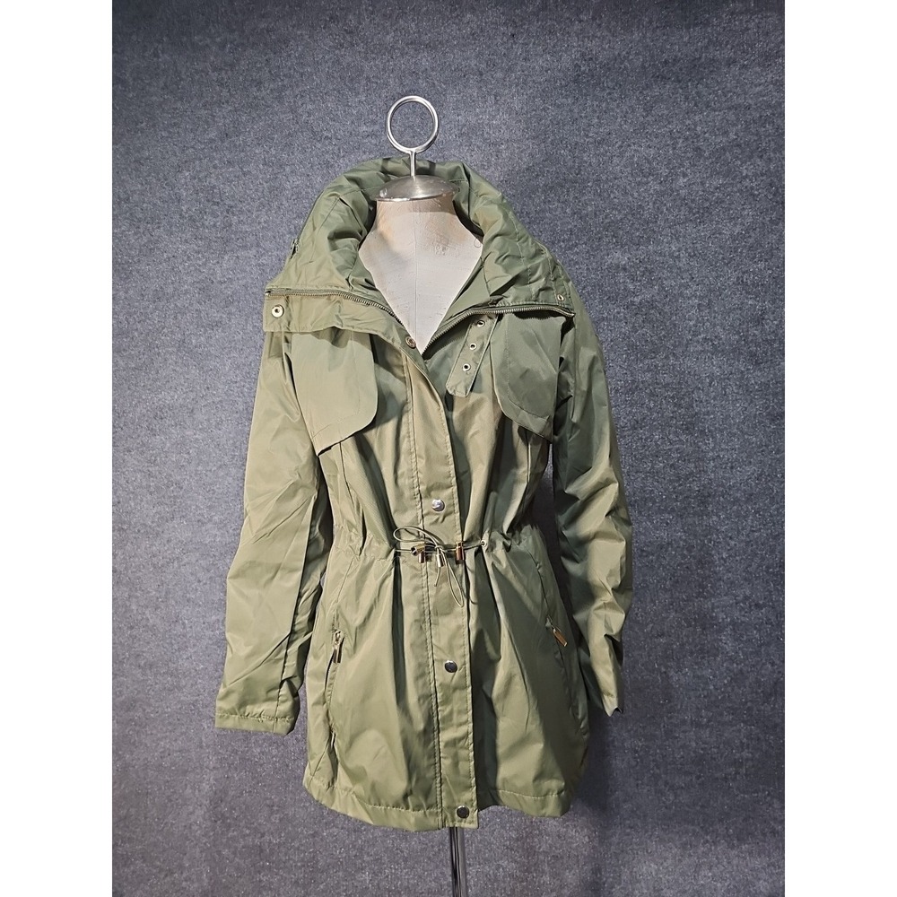 Yoki Outerwear Collection Light Weight Hooded Zip Jacket Olive Military Small